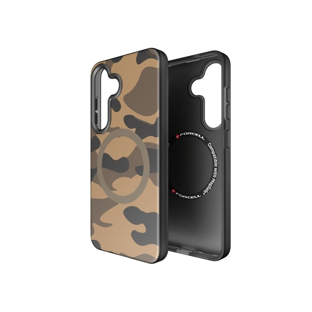 FORCELL F-PROTECT Levels with Dual Layer 4D technology, Military Drop-Test compatible with MagSafe for SAMSUNG S25 desert camo