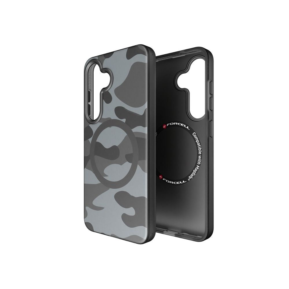 FORCELL F-PROTECT Levels with Dual Layer 4D technology, Military Drop-Test compatible with MagSafe for SAMSUNG S25 black camo