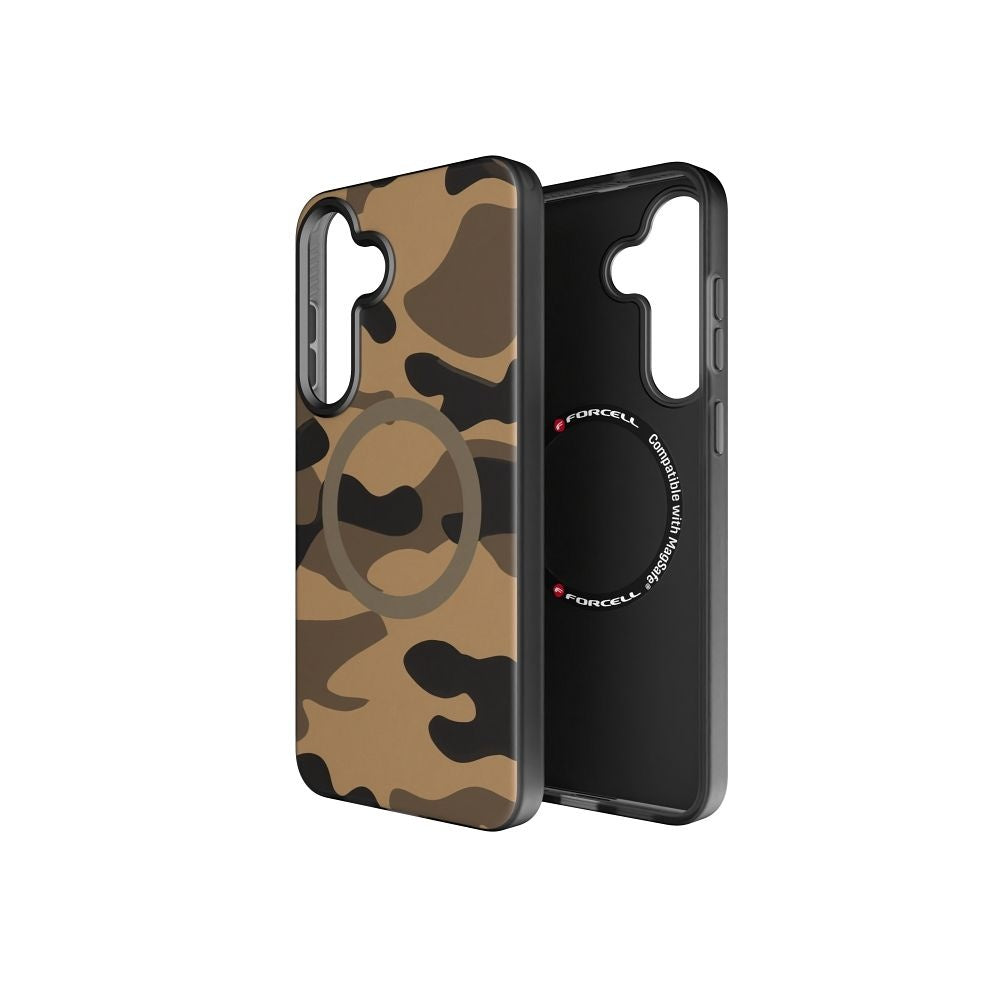 FORCELL F-PROTECT Levels with Dual Layer 4D technology, Military Drop-Test compatible with MagSafe for SAMSUNG S25 PLUS desert camo