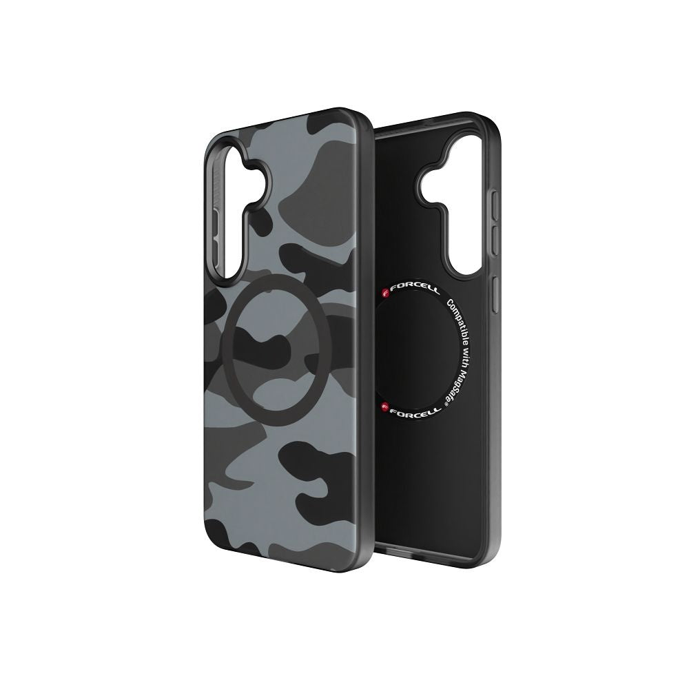 FORCELL F-PROTECT Levels with Dual Layer 4D technology, Military Drop-Test compatible with MagSafe for SAMSUNG S25 PLUS black camo