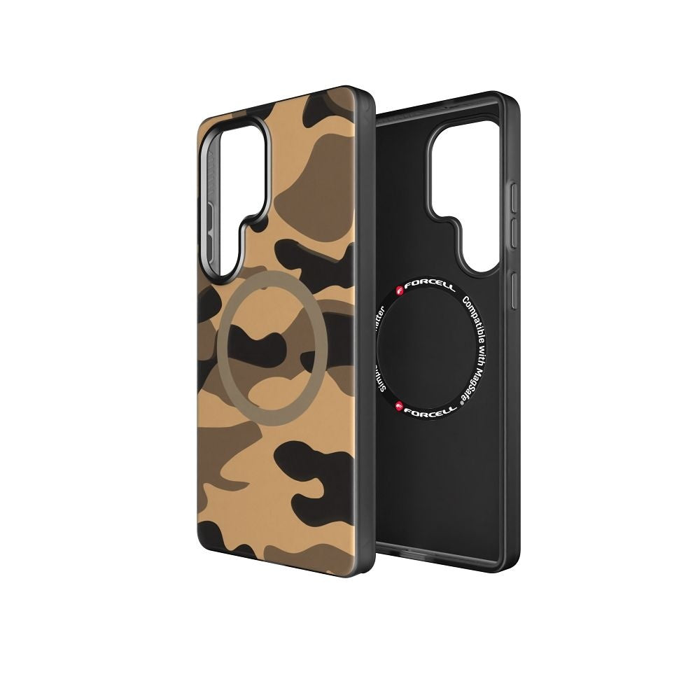 FORCELL F-PROTECT Levels with Dual Layer 4D technology, Military Drop-Test compatible with MagSafe for SAMSUNG S25 ULTRA desert camo