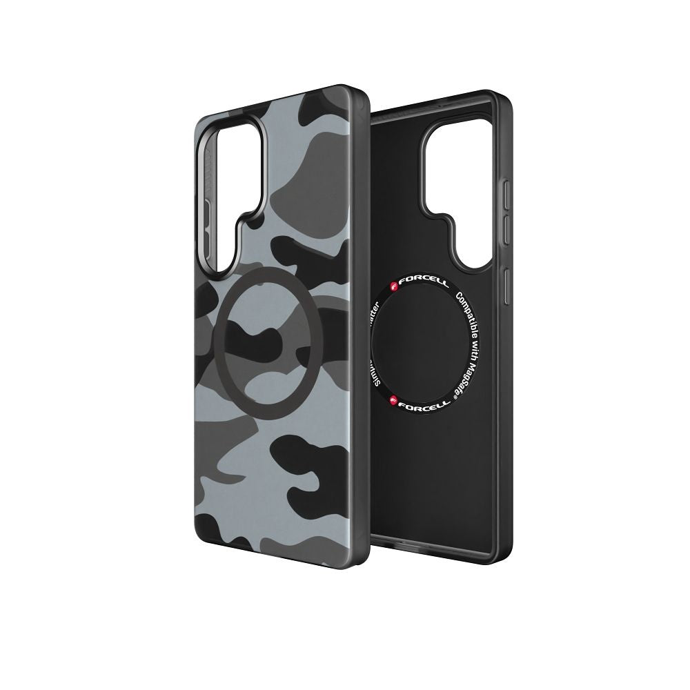 FORCELL F-PROTECT Levels with Dual Layer 4D technology, Military Drop-Test compatible with MagSafe for SAMSUNG S25 ULTRA black camo