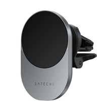 Заредете изображение във визуализатора на галерията – SATECHI magnetic car holder for air vent with wireless chargibg compatible with MagSafe Qi2 15W ST-Q2CCM space gray
