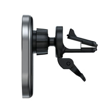 Заредете изображение във визуализатора на галерията – SATECHI magnetic car holder for air vent with wireless chargibg compatible with MagSafe Qi2 15W ST-Q2CCM space gray
