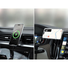 Заредете изображение във визуализатора на галерията – SATECHI magnetic car holder for air vent with wireless chargibg compatible with MagSafe Qi2 15W ST-Q2CCM space gray

