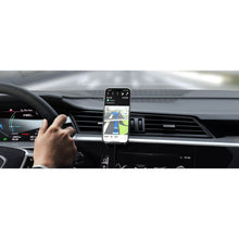 Заредете изображение във визуализатора на галерията – SATECHI magnetic car holder for air vent with wireless chargibg compatible with MagSafe Qi2 15W ST-Q2CCM space gray
