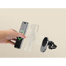 Заредете изображение във визуализатора на галерията – SATECHI magnetic car holder for air vent with wireless chargibg compatible with MagSafe Qi2 15W ST-Q2CCM space gray
