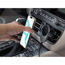 Заредете изображение във визуализатора на галерията – SATECHI magnetic car holder for air vent with wireless chargibg compatible with MagSafe Qi2 15W ST-Q2CCM space gray
