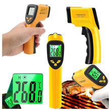 Заредете изображение във визуализатора на галерията – Non-contact infrared laser thermometer pyrometer RC-K-1397 yellow black

