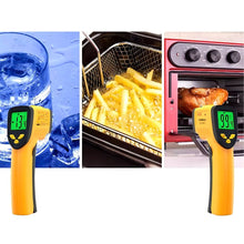 Заредете изображение във визуализатора на галерията – Non-contact infrared laser thermometer pyrometer RC-K-1397 yellow black
