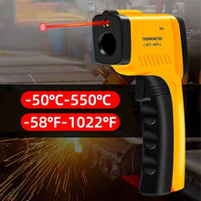 Заредете изображение във визуализатора на галерията – Non-contact infrared laser thermometer pyrometer RC-K-1397 yellow black
