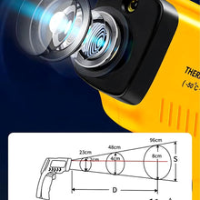 Заредете изображение във визуализатора на галерията – Non-contact infrared laser thermometer pyrometer RC-K-1397 yellow black

