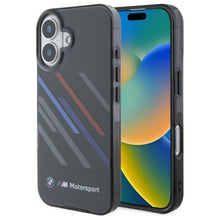 Заредете изображение във визуализатора на галерията – Гръб BMW за IPHONE 16 BMHCP16S23HTRAK (Motorsport IML Random Stripes) черен
