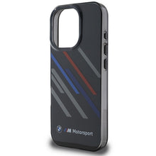 Заредете изображение във визуализатора на галерията – Гръб BMW за IPHONE 16 Pro BMHCP16L23HTRAK (Motorsport IML Random Stripes) черен
