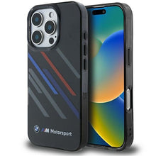 Заредете изображение във визуализатора на галерията – Гръб BMW за IPHONE 16 Pro Max BMHCP16X23HTRAK (Motorsport IML Random Stripes) черен
