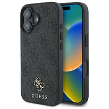 Заредете изображение във визуализатора на галерията – GUESS case for IPHONE 16 comaptible with MagSafe GUHMP16SP4SM4MK (PU 4G Small and Classic) black
