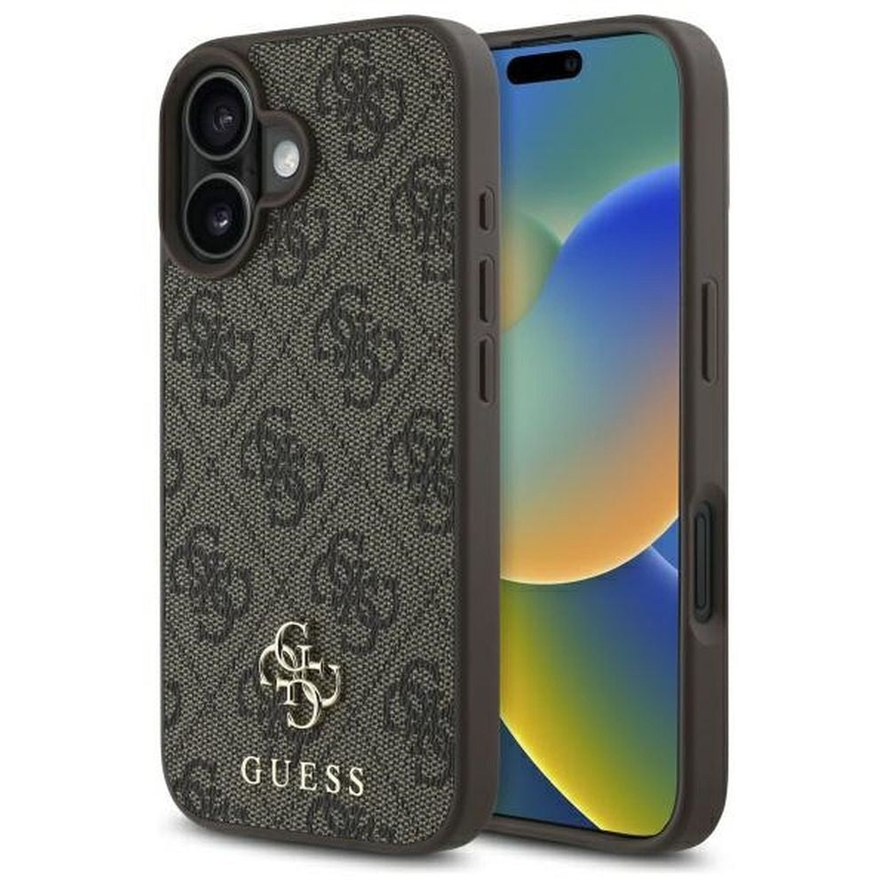 GUESS case for IPHONE 16 comaptible with MagSafe GUHMP16SP4SM4MW (PU 4G Small and Classic) brown