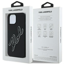 Заредете изображение във визуализатора на галерията – KARL LAGERFELD case for IPHONE 15 KLHCP15S3DRKSDLK (3D Rubber Signature) black
