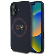 Заредете изображение във визуализатора на галерията – REDBULL case for IPHONE 16 compatible with MagSafe RBHMP16S24SIILVR (Silicone red Ring) navy
