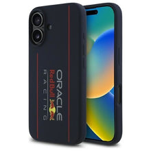 Заредете изображение във визуализатора на галерията – Гръб RED BULL за IPHONE 16 compatible with MagSafe RBHMP16S24SIOLRV (Silicone Oversize Vertical Logo) тъмно син
