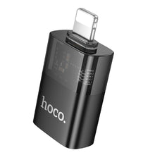 Заредете изображение във визуализатора на галерията – HOCO adapter OTG Lightning (male) to USB A (female) UA36 black transparent
