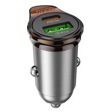 Заредете изображение във визуализатора на галерията – HOCO car charger USB A + Type C PD QC3.0 43W NZ16A metal gray

