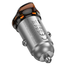 Заредете изображение във визуализатора на галерията – HOCO car charger USB A + Type C PD QC3.0 43W NZ16A metal gray
