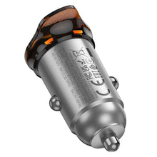 Заредете изображение във визуализатора на галерията – HOCO car charger 2 x Type C PD QC3.0 45W NZ16B metal gray
