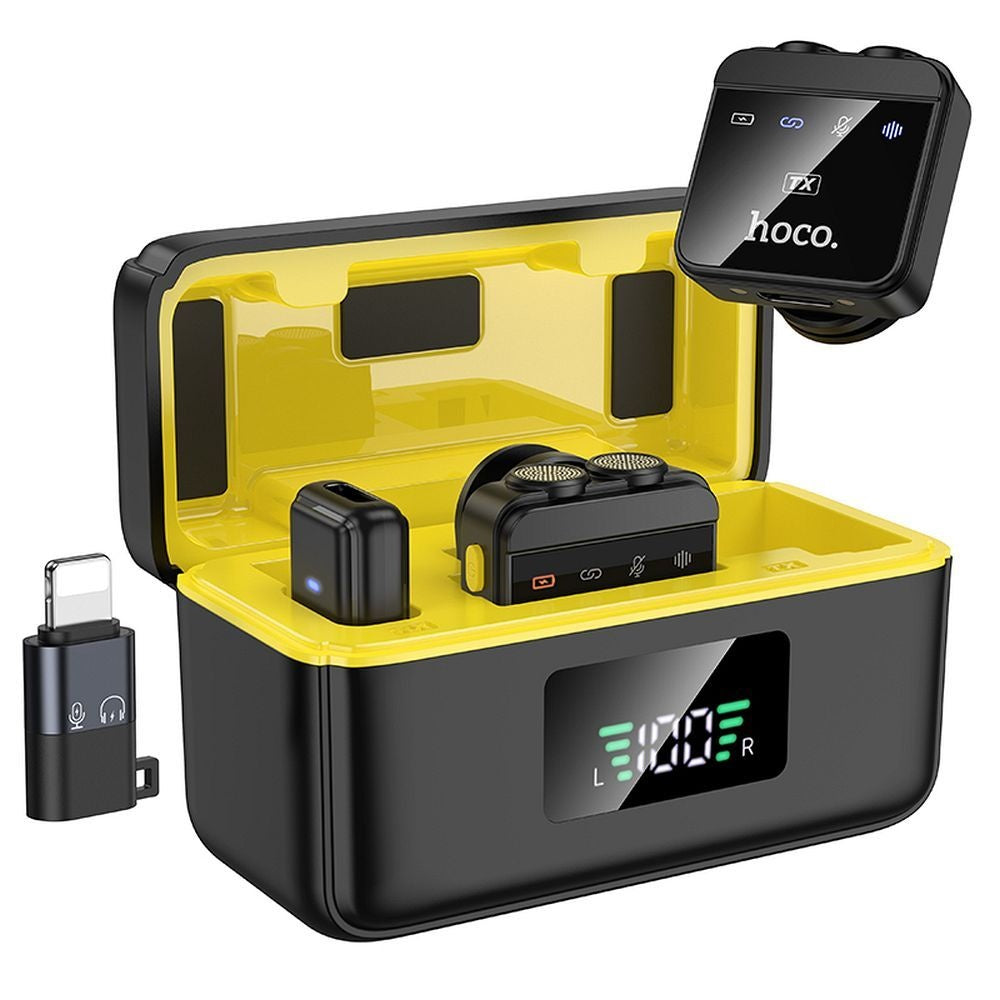 HOCO wireless lavalier microphone Lightning / Type C (2 in set) L17 black