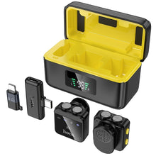 Заредете изображение във визуализатора на галерията – HOCO wireless lavalier microphone Lightning / Type C (2 in set) L17 black
