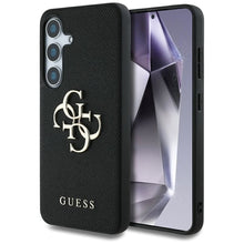 Заредете изображение във визуализатора на галерията – GUESS case for SAMSUNG S25 Plus GUHCS25MPGT4MBK (PU Grained Big 4G and Classic Logo) black
