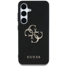 Заредете изображение във визуализатора на галерията – GUESS case for SAMSUNG S25 Plus GUHCS25MPGT4MBK (PU Grained Big 4G and Classic Logo) black
