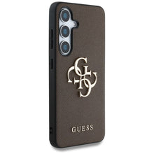 Заредете изображение във визуализатора на галерията – GUESS case for SAMSUNG S25 GUHCS25SPGT4MBW (PU Grained Big 4G and Classic Logo) brown
