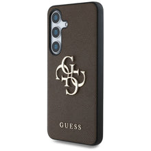 Заредете изображение във визуализатора на галерията – GUESS case for SAMSUNG S25 GUHCS25SPGT4MBW (PU Grained Big 4G and Classic Logo) brown
