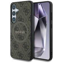 Заредете изображение във визуализатора на галерията – GUESS case for SAMSUNG S25 GUHMS25SG4GFRW (Magnetic PU 4G Ring Classic Logo) brown
