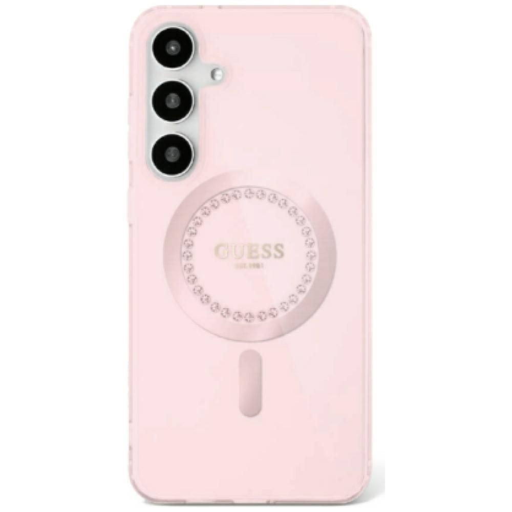 Оригинален гръб GUESS за SAMSUNG S25 Ultra GUHMS25LPFTDTEP (Magnetic IML Rhinestones) розов