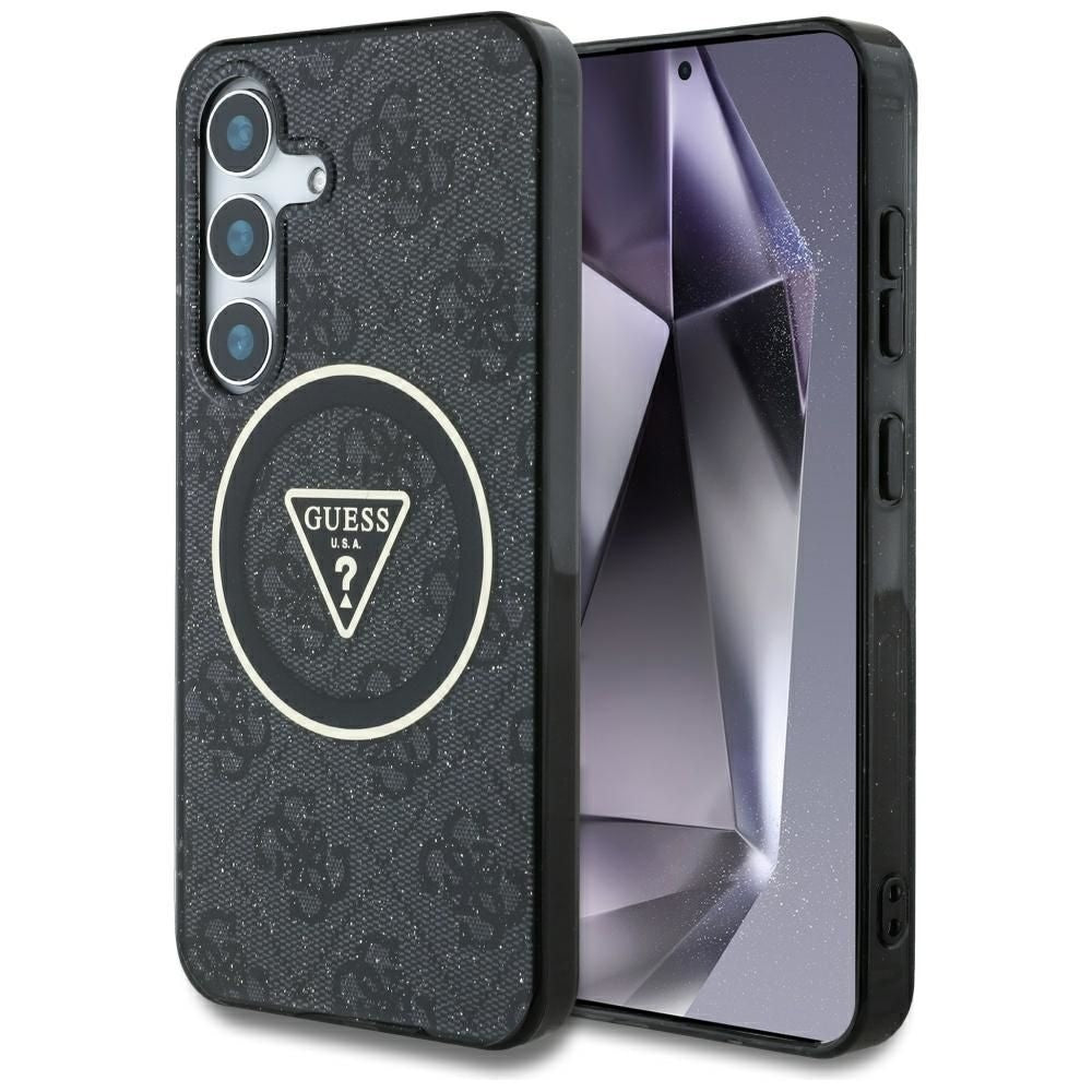 Оригинален гръб GUESS за SAMSUNG S25 Plus GUHMS25MHG4PRTGK (Magnetic IML Metal Glitter 4G Circle Triangle) черен