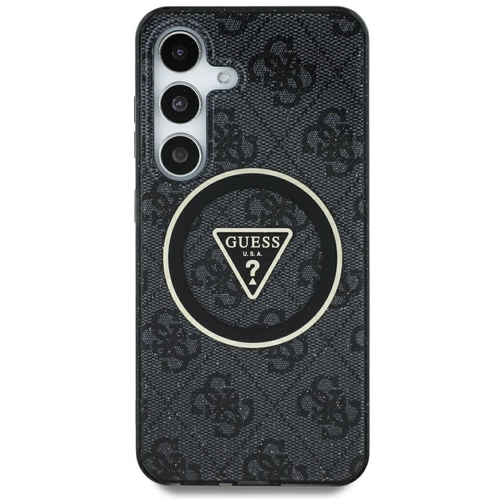 Оригинален гръб GUESS за SAMSUNG S25 Ultra GUHMS25LHG4PRTGK (Magnetic IML Metal Glitter 4G Circle Triangle) черен