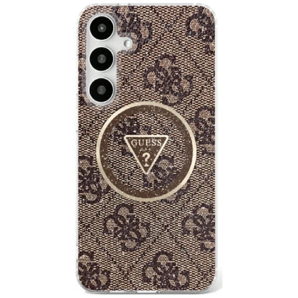 Оригинален гръб GUESS за SAMSUNG S25 Ultra GUHMS25LHG4PRTGW (Magnetic IML Metal Glitter 4G Circle Triangle) кафяв
