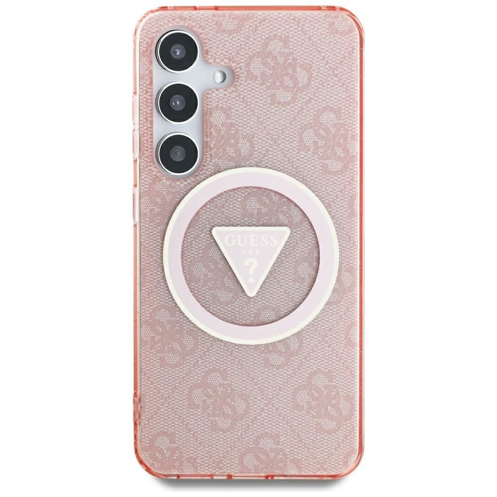 GUESS case for SAMSUNG S25 Ultra GUHMS25LHG4PRTGP (Magnetic IML Metal Glitter 4G Circle Triangle) pink