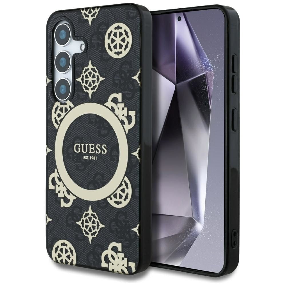 Оригинален гръб GUESS за SAMSUNG S25 GUHMS25SH4PYEEK (Magnetic IML Peony on 4G Background) черен