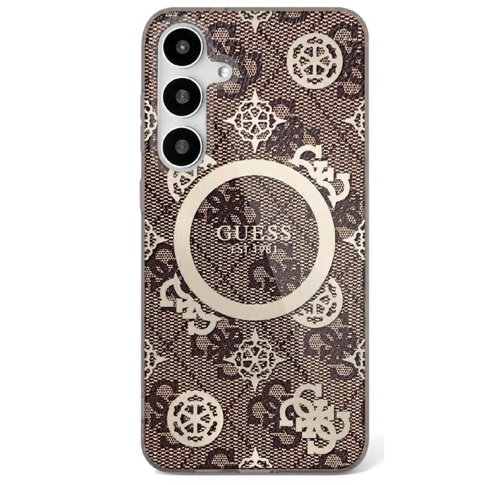 Оригинален гръб GUESS за SAMSUNG S25 GUHMS25SH4PYEEW (Magnetic IML Peony on 4G Background) кафяв