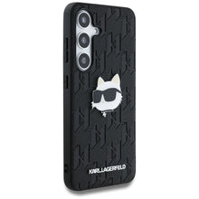 Заредете изображение във визуализатора на галерията – KARL LAGERFELD case for SAMSUNG S25 KLHCS25SPGKLCHPK (PU Monogram Choupette Head Pin) black
