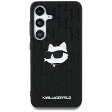 Заредете изображение във визуализатора на галерията – KARL LAGERFELD case for SAMSUNG S25 KLHCS25SPGKLCHPK (PU Monogram Choupette Head Pin) black
