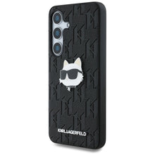 Заредете изображение във визуализатора на галерията – KARL LAGERFELD case for SAMSUNG S25 KLHCS25SPGKLCHPK (PU Monogram Choupette Head Pin) black
