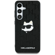 Заредете изображение във визуализатора на галерията – Оригинален гръб KARL LAGERFELD за SAMSUNG S25 Ultra KLHCS25LPGKLCHPK (PU Monogram Choupette Head Pin) черен

