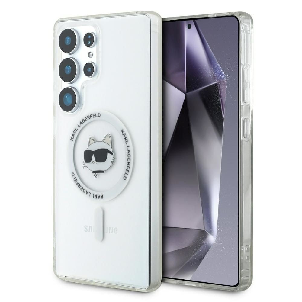 Оригинален гръб KARL LAGERFELD за SAMSUNG S25 Ultra KLHMS25LHLSCHH (Magnetic IML Metal Choupette Head) бял
