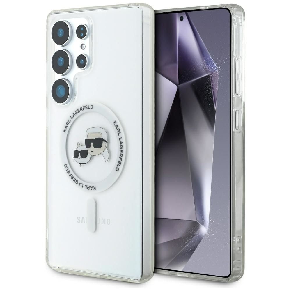 Оригинален гръб KARL LAGERFELD за SAMSUNG S25 Ultra KLHMS25LHLSKCH (Magnetic IML Metal KC Heads) бял