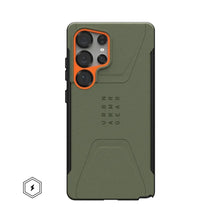 Заредете изображение във визуализатора на галерията – UAG Urban Armor Gear case CIVILIAN PRO with built-in magnet for SAMSUNG S25 Ultra 5G olive / orange

