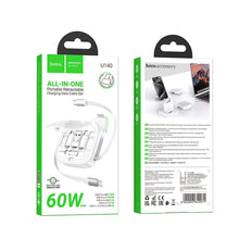 Заредете изображение във визуализатора на галерията – Кабел Hoco All-in-one retractable charging data cable set PD 3A 60W U140 0,95 m бял

